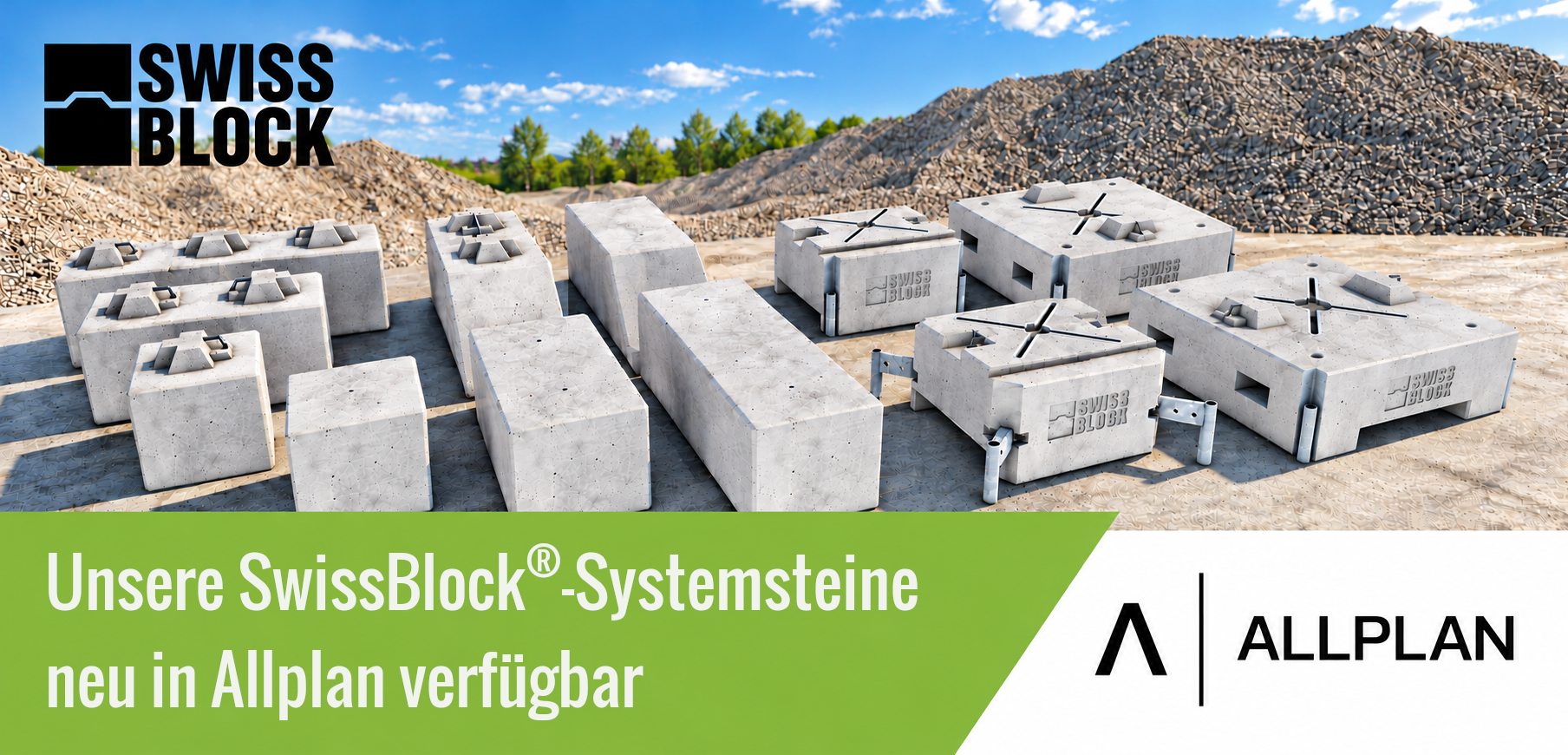 Swiss Block Systemsteine mit Allplan Banner